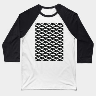 Black and White Cube Pattern 3D Effect Baseball T-Shirt